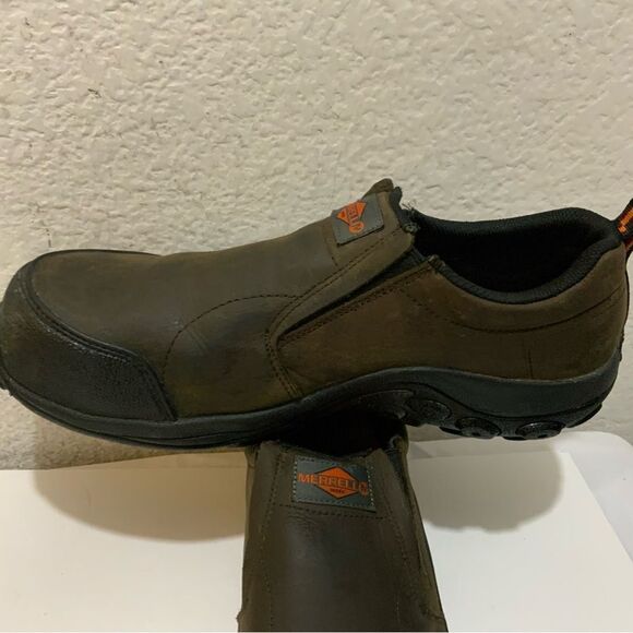 Merrell Men's Jungle Moc Espresso Composite Toe CSA Leather Slip-On Work Shoe - Picture 5 of 13